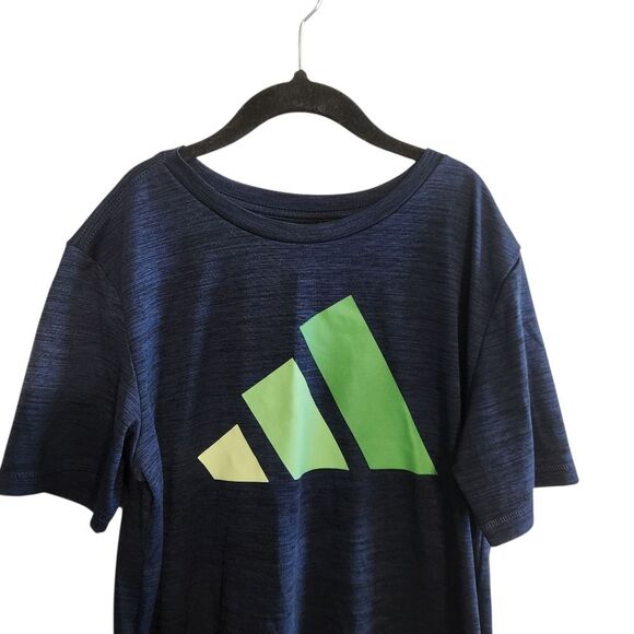 Kids Adidas Blue Green Short Sleeve Logo Tee Boys Medium - Picture 4 of 5
